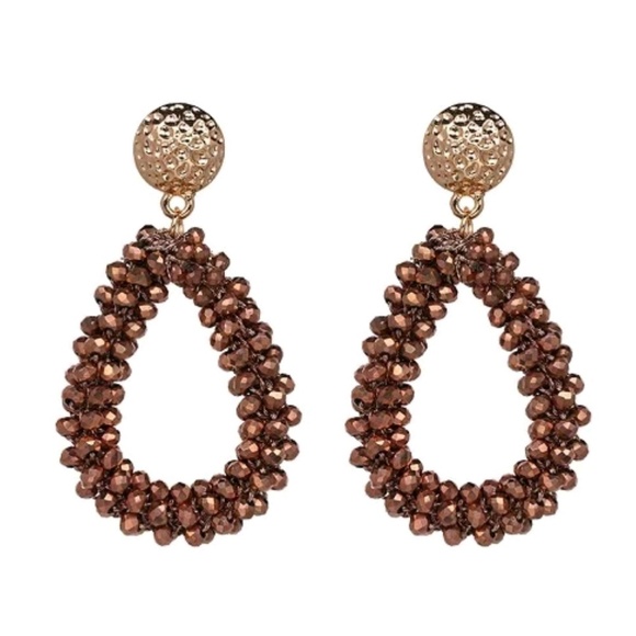 Handmade bronze crystal beaded earrings- 2 options - Picture 2 of 2